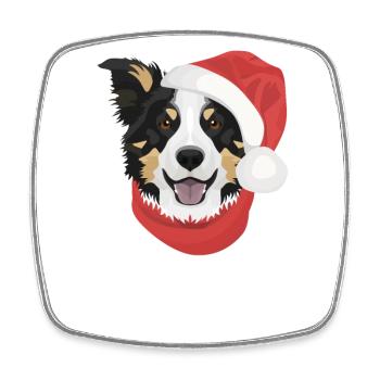 Border Collie Merry Christmas - Square fridge magnet - white - Front