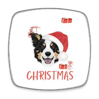 Border Collie Frohe Weihnachten - Viereckiger Kühlschrankmagnet - Weiß - Vorne