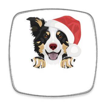 Border Collie Merry Christmas - Square fridge magnet - white - Front