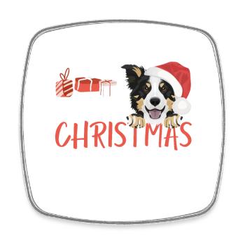 Border Collie Merry Christmas - Square fridge magnet - white - Front