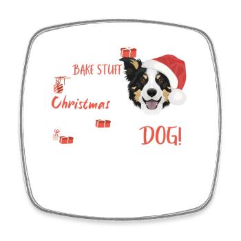 Border Collie Merry Christmas - Square fridge magnet - white - Front