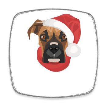 Boxer Frohe Weihnachten - Viereckiger Kühlschrankmagnet - Weiß - Vorne