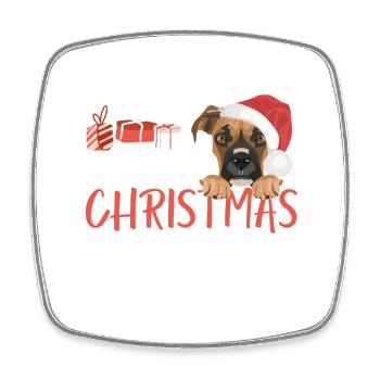 Boxer Frohe Weihnachten - Viereckiger Kühlschrankmagnet - Weiß - Vorne