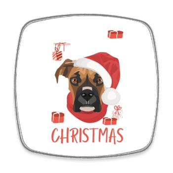 Boxer Frohe Weihnachten - Viereckiger Kühlschrankmagnet - Weiß - Vorne