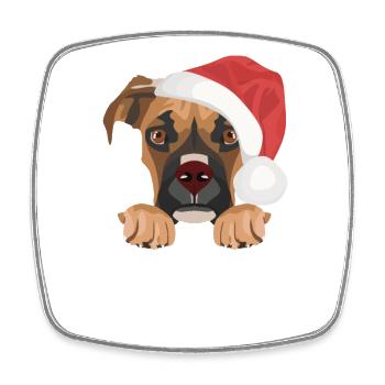 Boxer Frohe Weihnachten - Viereckiger Kühlschrankmagnet - Weiß - Vorne