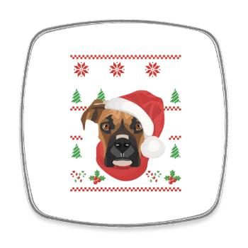 Boxer Frohe Weihnachten - Viereckiger Kühlschrankmagnet - Weiß - Vorne
