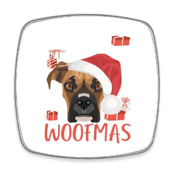 Boxer Frohe Weihnachten - Viereckiger Kühlschrankmagnet - Weiß - Vorne