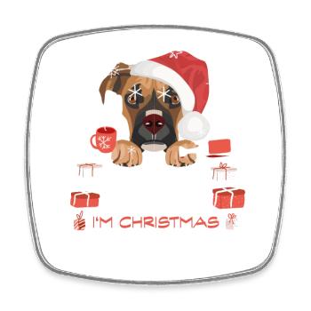 Boxer Weihnachtsmarkt - Viereckiger Kühlschrankmagnet - Weiß - Vorne