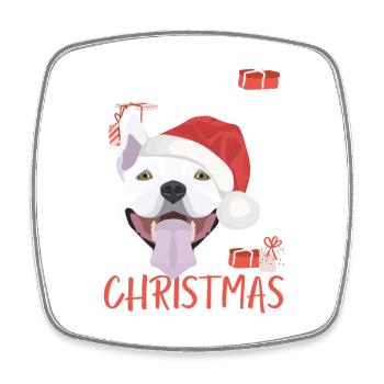 Bullterrier Frohe Weihnachten - Viereckiger Kühlschrankmagnet - Weiß - Vorne