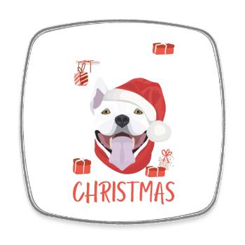 Bullterrier Frohe Weihnachten - Viereckiger Kühlschrankmagnet - Weiß - Vorne