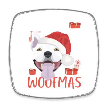 Bullterrier Frohe Weihnachten - Viereckiger Kühlschrankmagnet - Weiß - Vorne