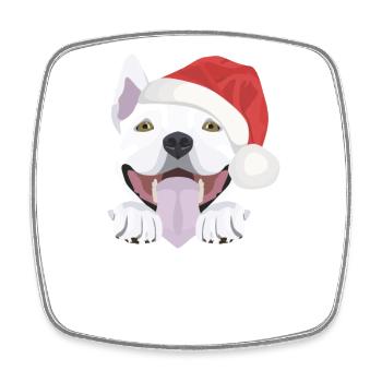 Bullterrier Frohe Weihnachten - Viereckiger Kühlschrankmagnet - Weiß - Vorne