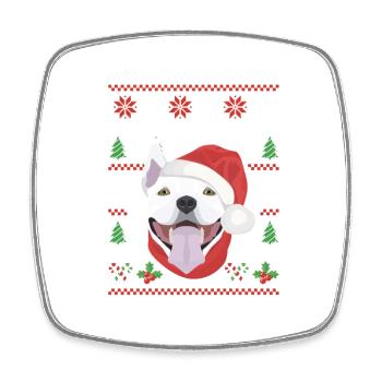 Bullterrier Frohe Weihnachten - Viereckiger Kühlschrankmagnet - Weiß - Vorne