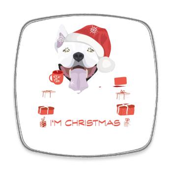 Bullterrier Weihnachtsmarkt - Viereckiger Kühlschrankmagnet - Weiß - Vorne