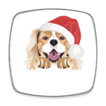 Épagneul King Charles Joyeux Noël - Magnet carré - blanc - Devant