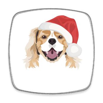 Épagneul King Charles Joyeux Noël - Magnet carré - blanc - Devant
