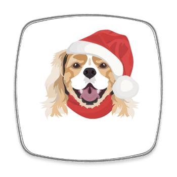 Épagneul King Charles Joyeux Noël - Magnet carré - blanc - Devant