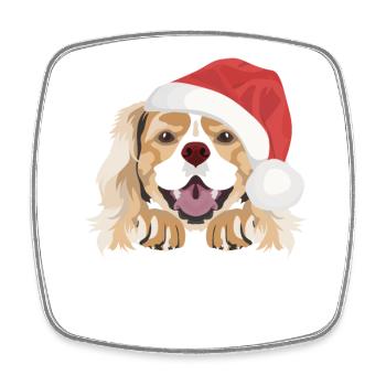 Épagneul King Charles Joyeux Noël - Magnet carré - blanc - Devant