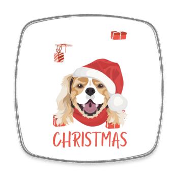 Épagneul King Charles Joyeux Noël - Magnet carré - blanc - Devant