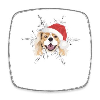 Épagneul King Charles Joyeux Noël - Magnet carré - blanc - Devant