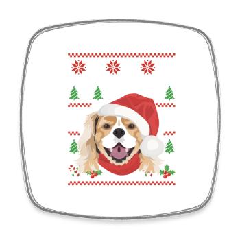 Épagneul King Charles Joyeux Noël - Magnet carré - blanc - Devant