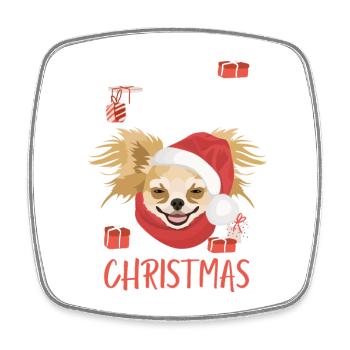 Chihuahua Merry Christmas - Square fridge magnet - white - Front