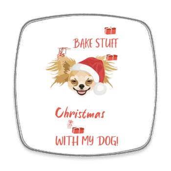 Chihuahua Merry Christmas - Square fridge magnet - white - Front
