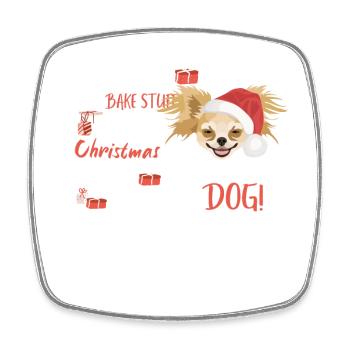 Chihuahua Merry Christmas - Square fridge magnet - white - Front