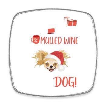 Chihuahua vin chaud Noël - Magnet carré - blanc - Devant