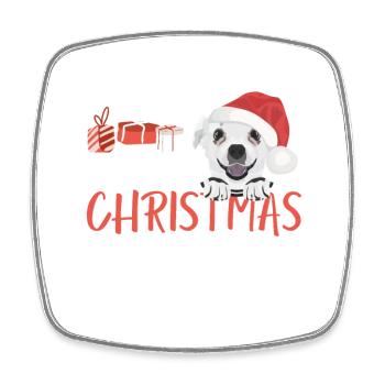 Chihuahua Merry Christmas - Square fridge magnet - white - Front