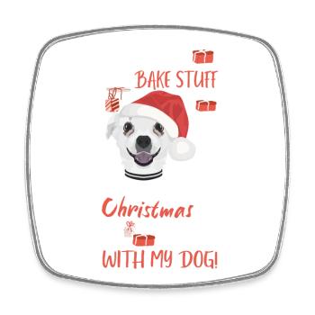 Chihuahua Merry Christmas - Square fridge magnet - white - Front