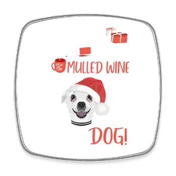 Chihuahua vin chaud Noël - Magnet carré - blanc - Devant