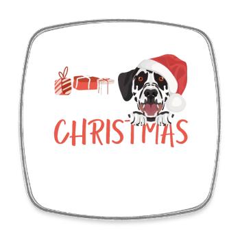 Dalmatian Merry Christmas - Square fridge magnet - white - Front