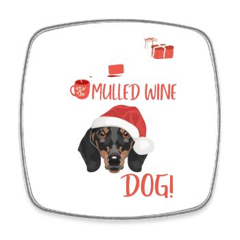 Teckel Vin chaud Noël - Magnet carré - blanc - Devant