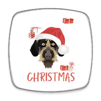 Deutsch Drahthaar Frohe Weihnachten - Viereckiger Kühlschrankmagnet - Weiß - Vorne