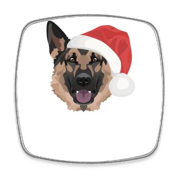 German Shepherd Merry Christmas - Square fridge magnet - white - Front