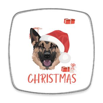 German Shepherd Merry Christmas - Square fridge magnet - white - Front