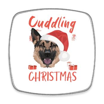 German Shepherd Merry Christmas - Square fridge magnet - white - Front