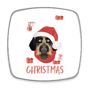 Deutsch Drahthaar Frohe Weihnachten - Viereckiger Kühlschrankmagnet - Weiß - Vorne