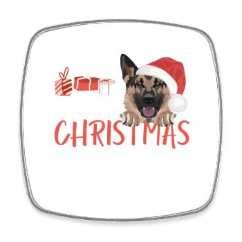 German Shepherd Merry Christmas - Square fridge magnet - white - Front