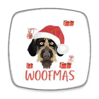 German Wirehair Joyeux Noël - Magnet carré - blanc - Devant