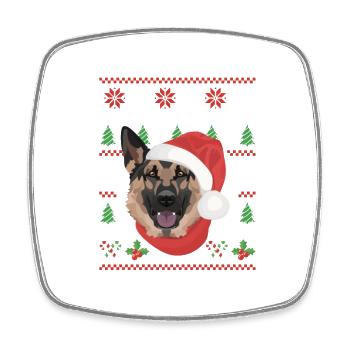 German Shepherd Merry Christmas - Square fridge magnet - white - Front