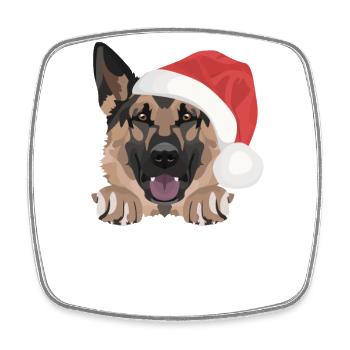 German Shepherd Merry Christmas - Square fridge magnet - white - Front