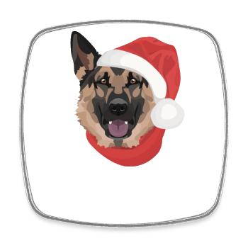 German Shepherd Merry Christmas - Square fridge magnet - white - Front