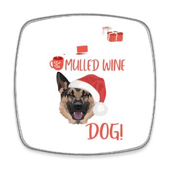 Berger allemand Vin chaud Noël - Magnet carré - blanc - Devant
