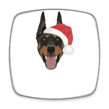 Dobermann Frohe Weihnachten - Viereckiger Kühlschrankmagnet - Weiß - Vorne