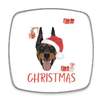 Dobermann Frohe Weihnachten - Viereckiger Kühlschrankmagnet - Weiß - Vorne