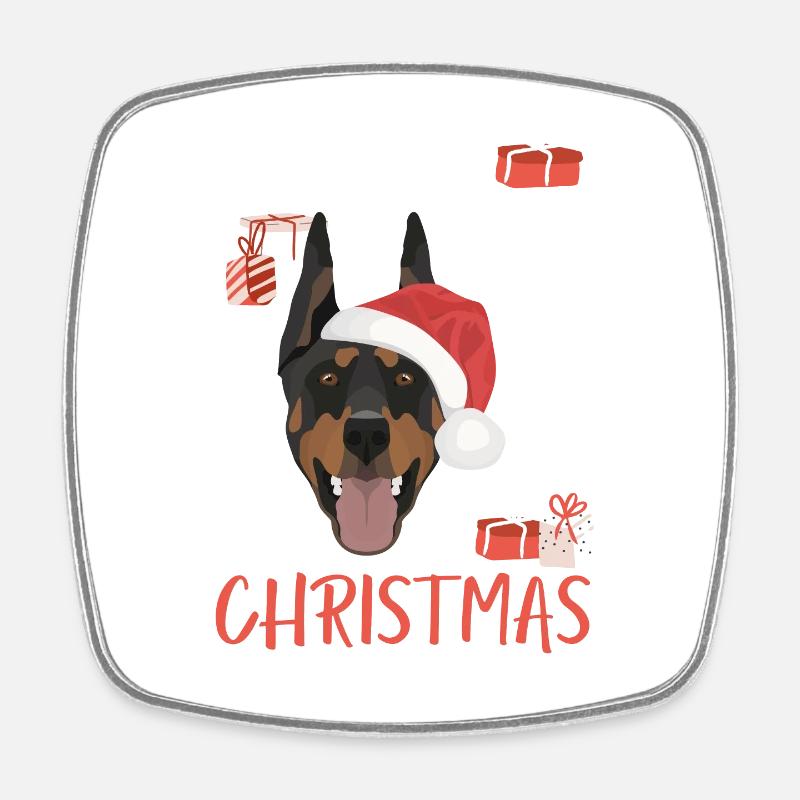 Doberman Joyeux Noël - Magnet carré - blanc