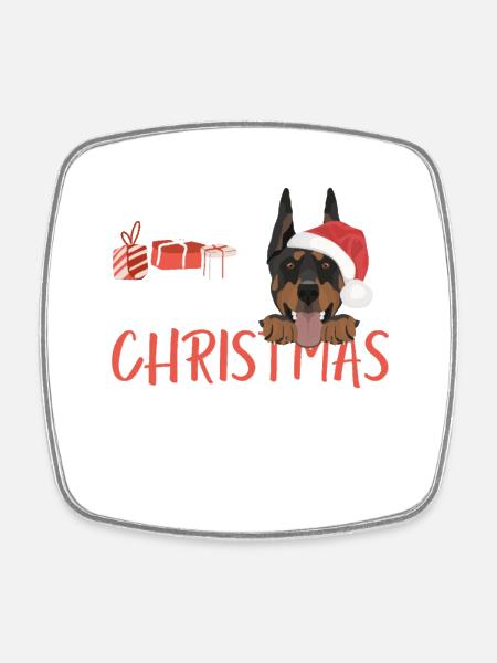 Doberman Joyeux Noël - Magnet carré - blanc