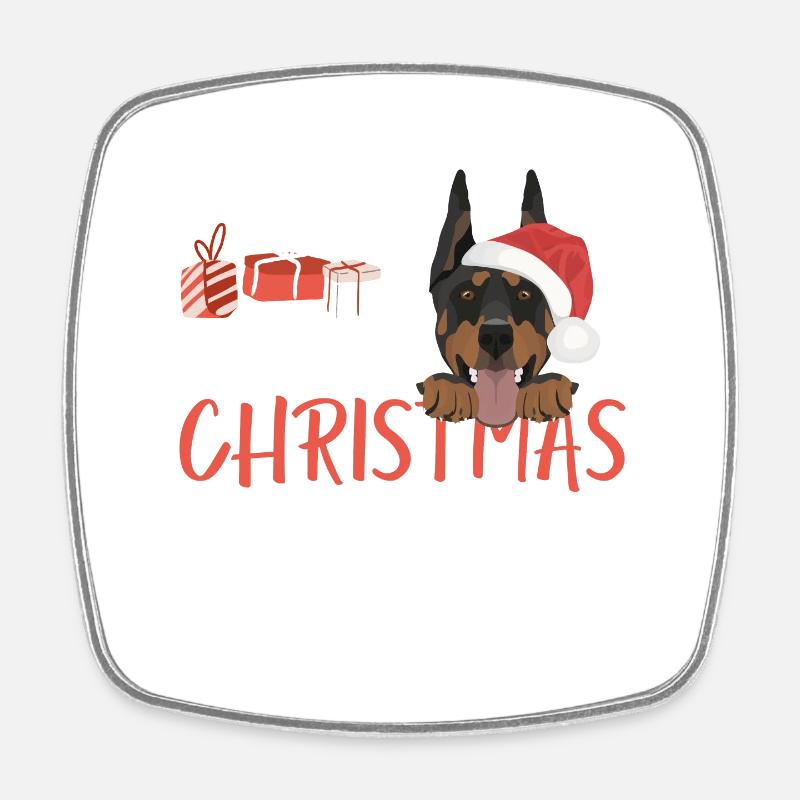 Doberman Joyeux Noël - Magnet carré - blanc